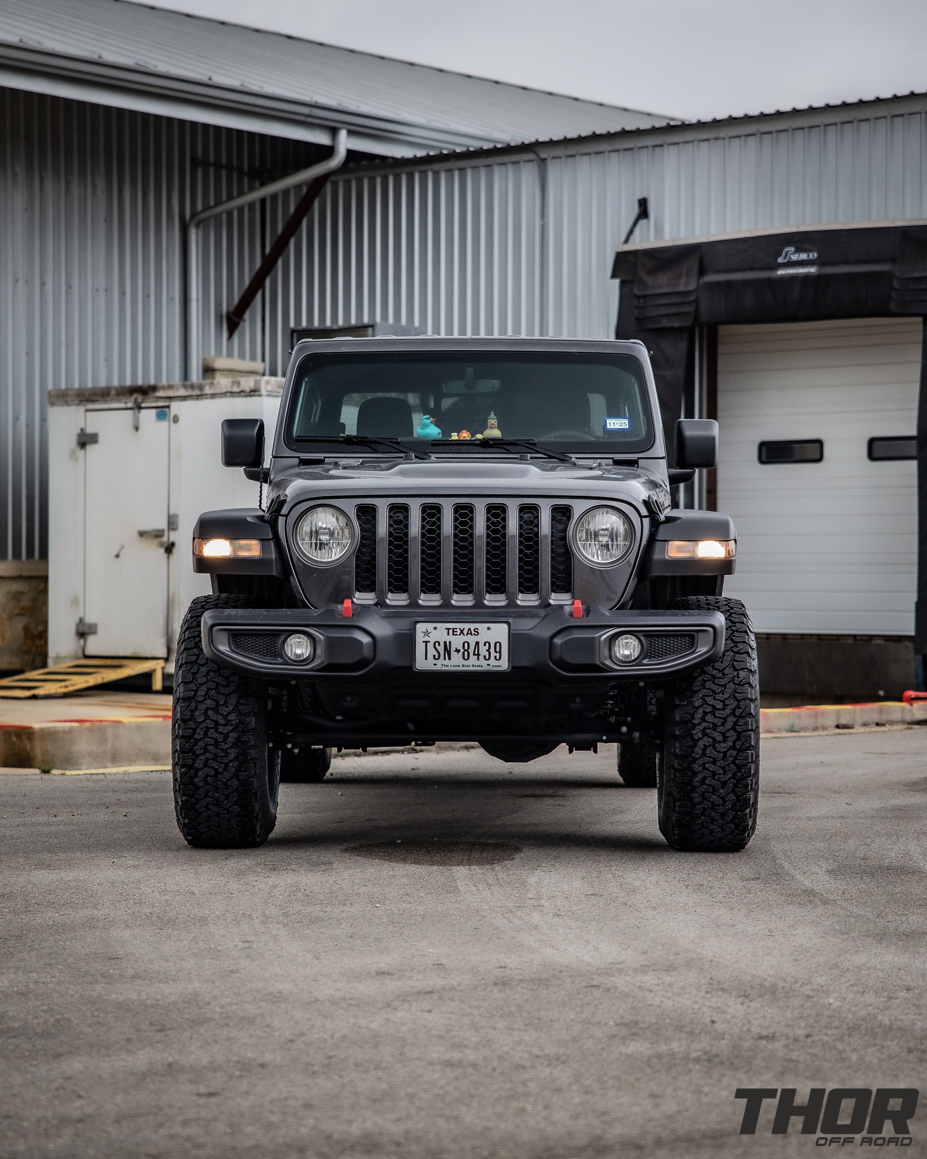 2023 Jeep Gladiator Rubicon in Grey with AEV 2.5" DualSport RT Lift Kit, AEV Borah Wheels, 37x12.50R17 BF Goodrich A/T K02 Tires