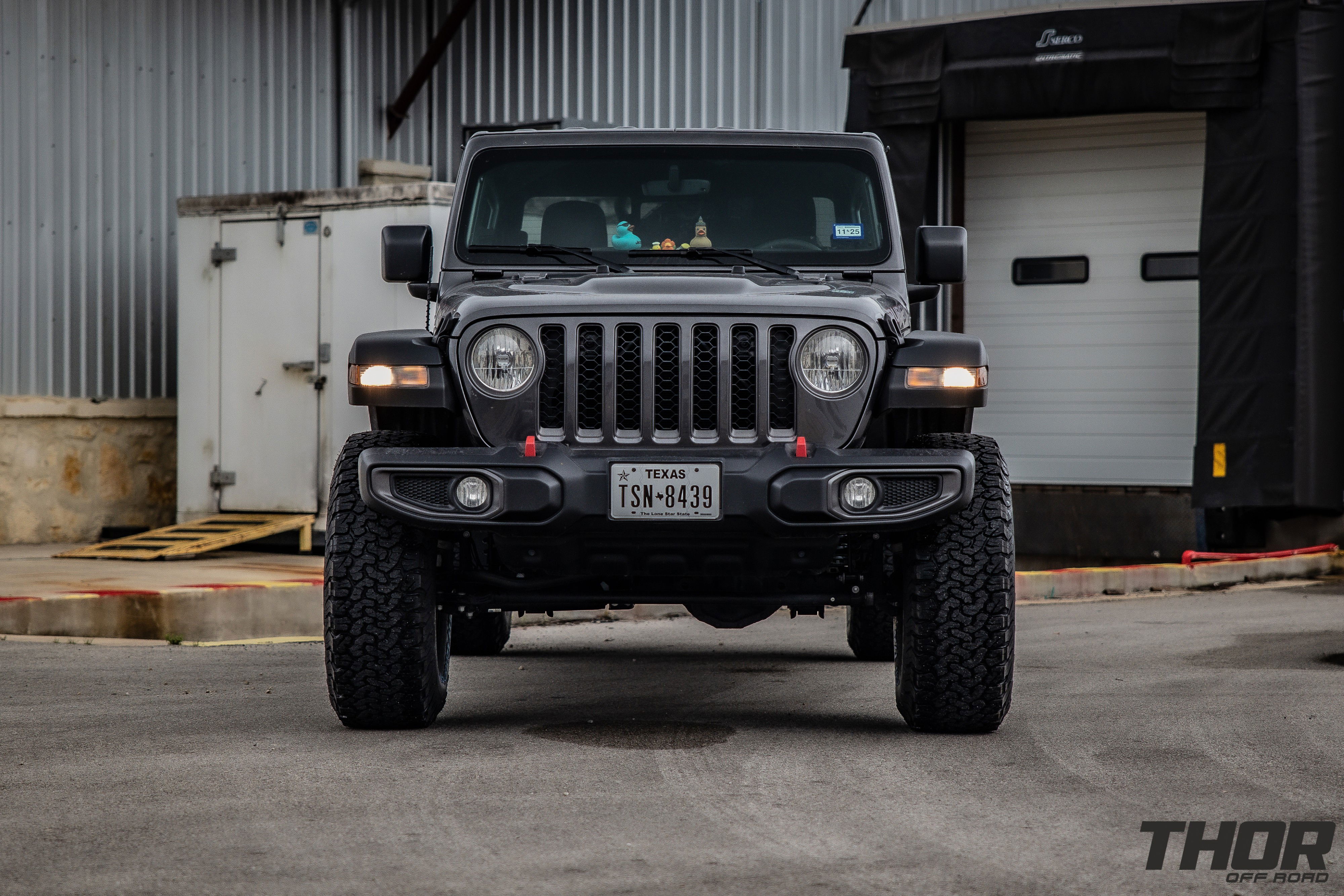 2023 Jeep Gladiator Rubicon in Grey with AEV 2.5" DualSport RT Lift Kit, AEV Borah Wheels, 37x12.50R17 BF Goodrich A/T K02 Tires