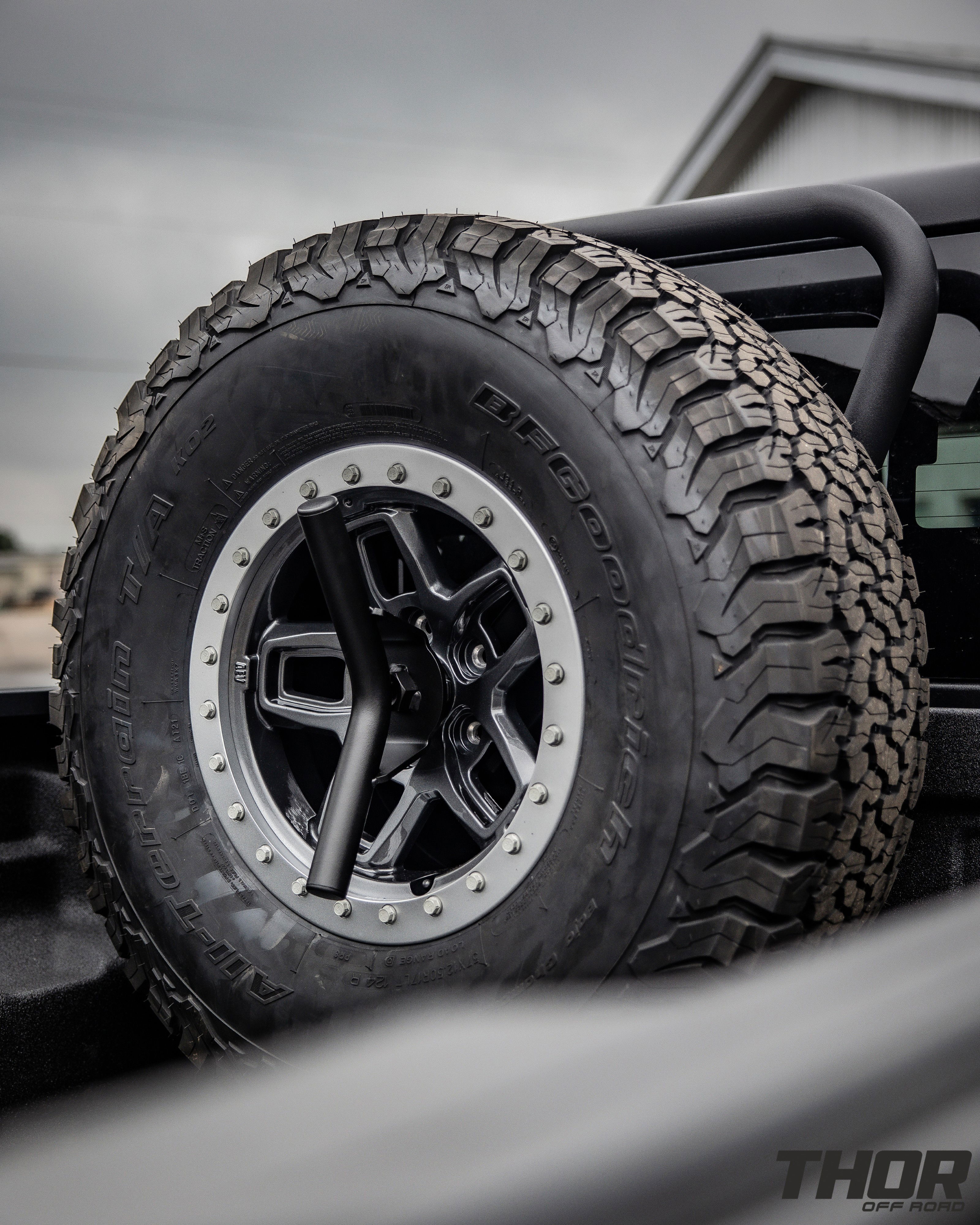 2023 Jeep Gladiator Rubicon in Grey with AEV 2.5" DualSport RT Lift Kit, AEV Borah Wheels, 37x12.50R17 BF Goodrich A/T K02 Tires