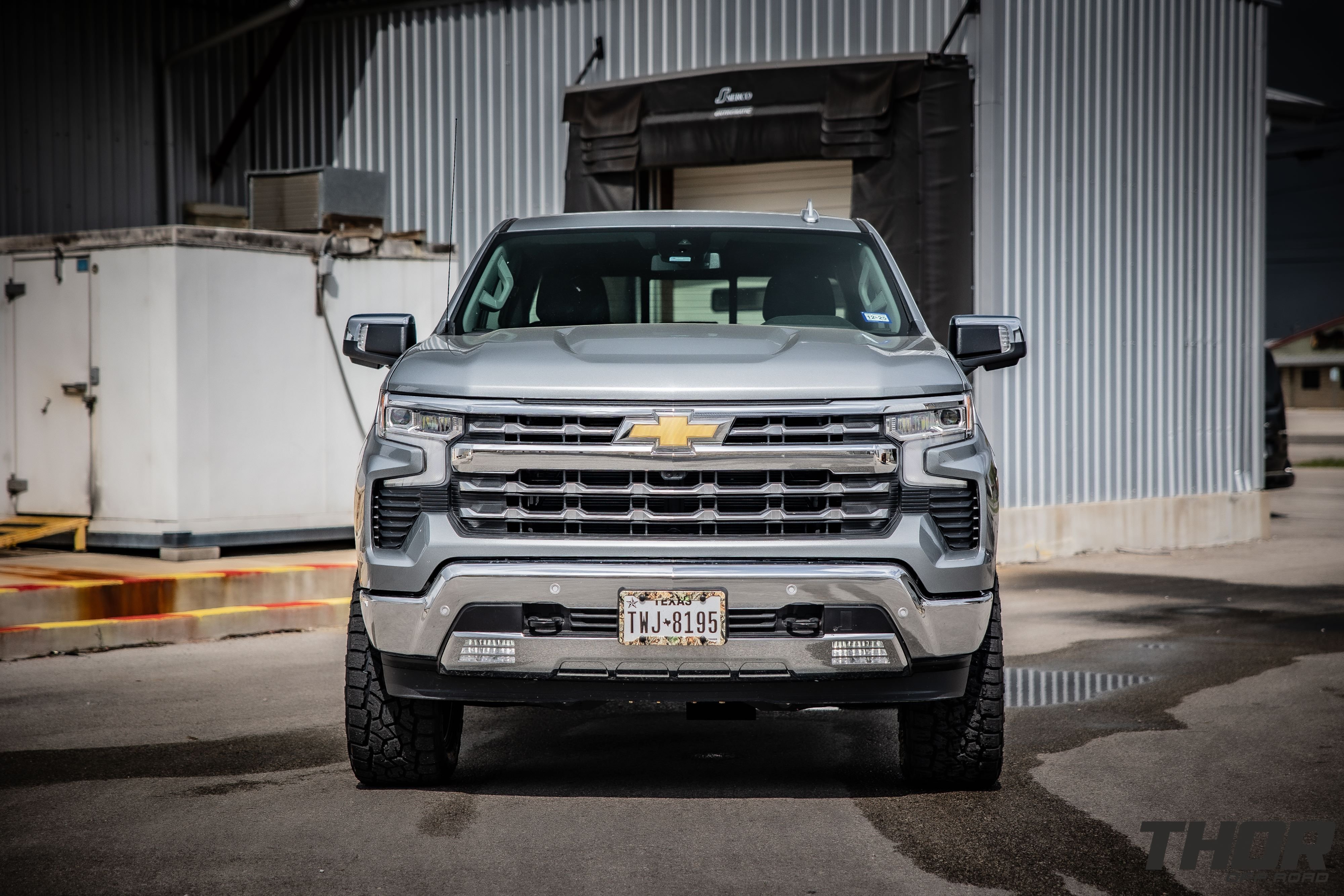 2024 Chevrolet Silverado 1500 LTZ in Silver with BDS 4" Lift Kit, Fuel Off-Road Rebar 6 20x9" Wheels, 33x12.50R20 Toyo Open Country A/T III Tires