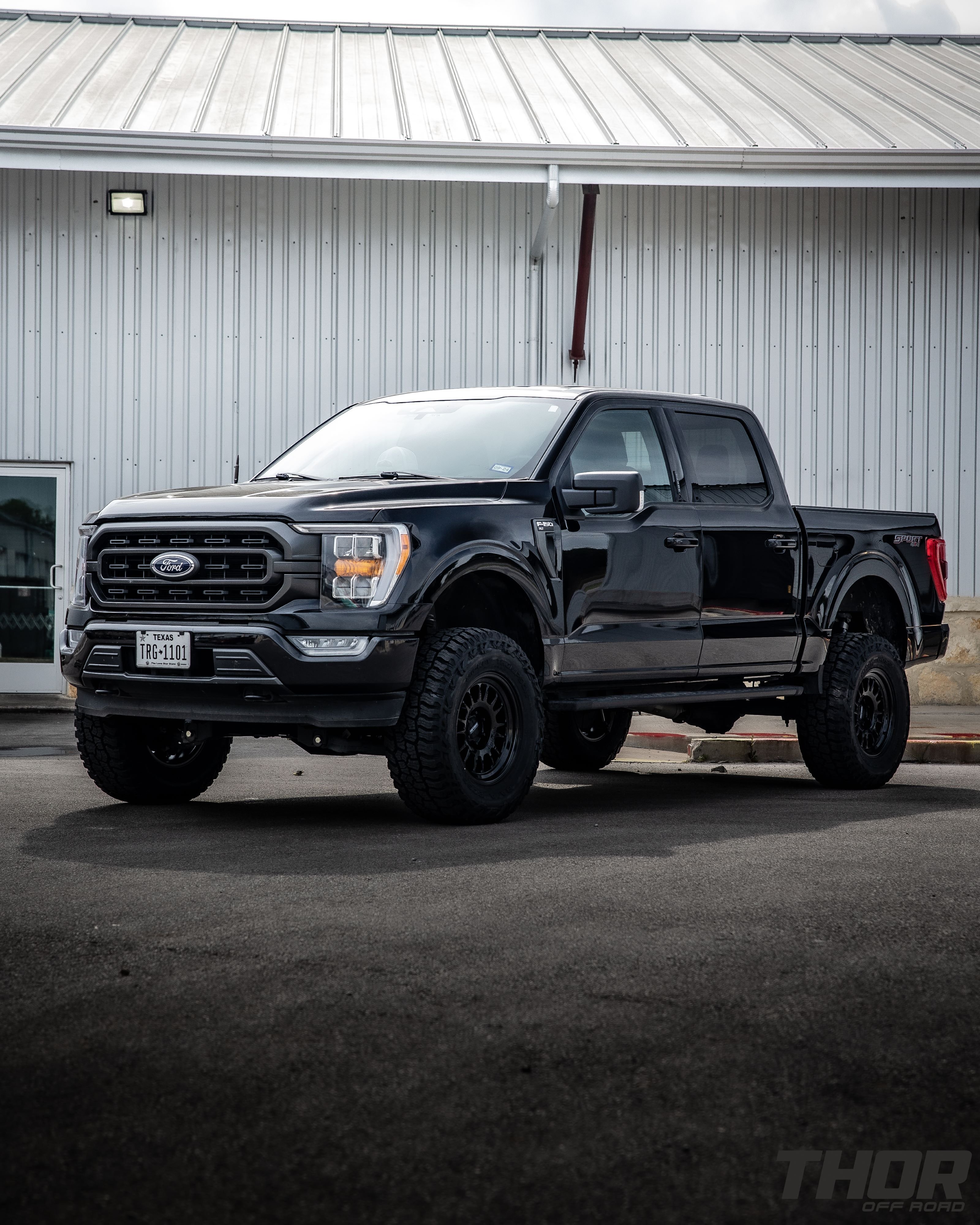 2023 Ford F-150 XLT in Black with BDS 6" Lift Kit, 35x12.50R18 Mickey Thompson Baja Boss AT Tires, Method MR318 18x9" Wheels