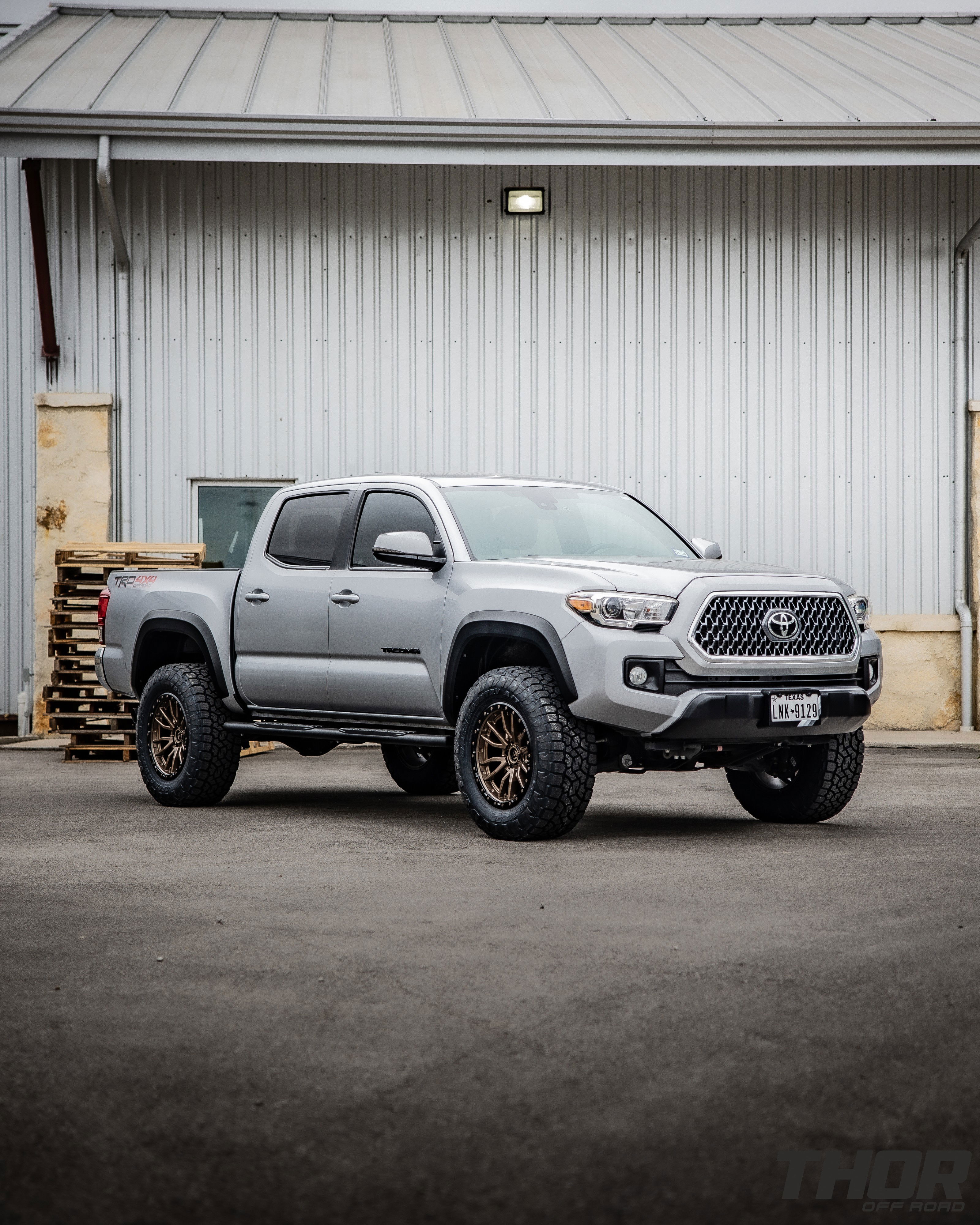 2019 Toyota Tacoma TRD in Silver with 3.5" Icon Dynamics Stage 6 Suspension Kit, Fuel Rebel 18x9" Matte Bronze Wheels, 285/65R18 Toyo Open Country A/T III Tires