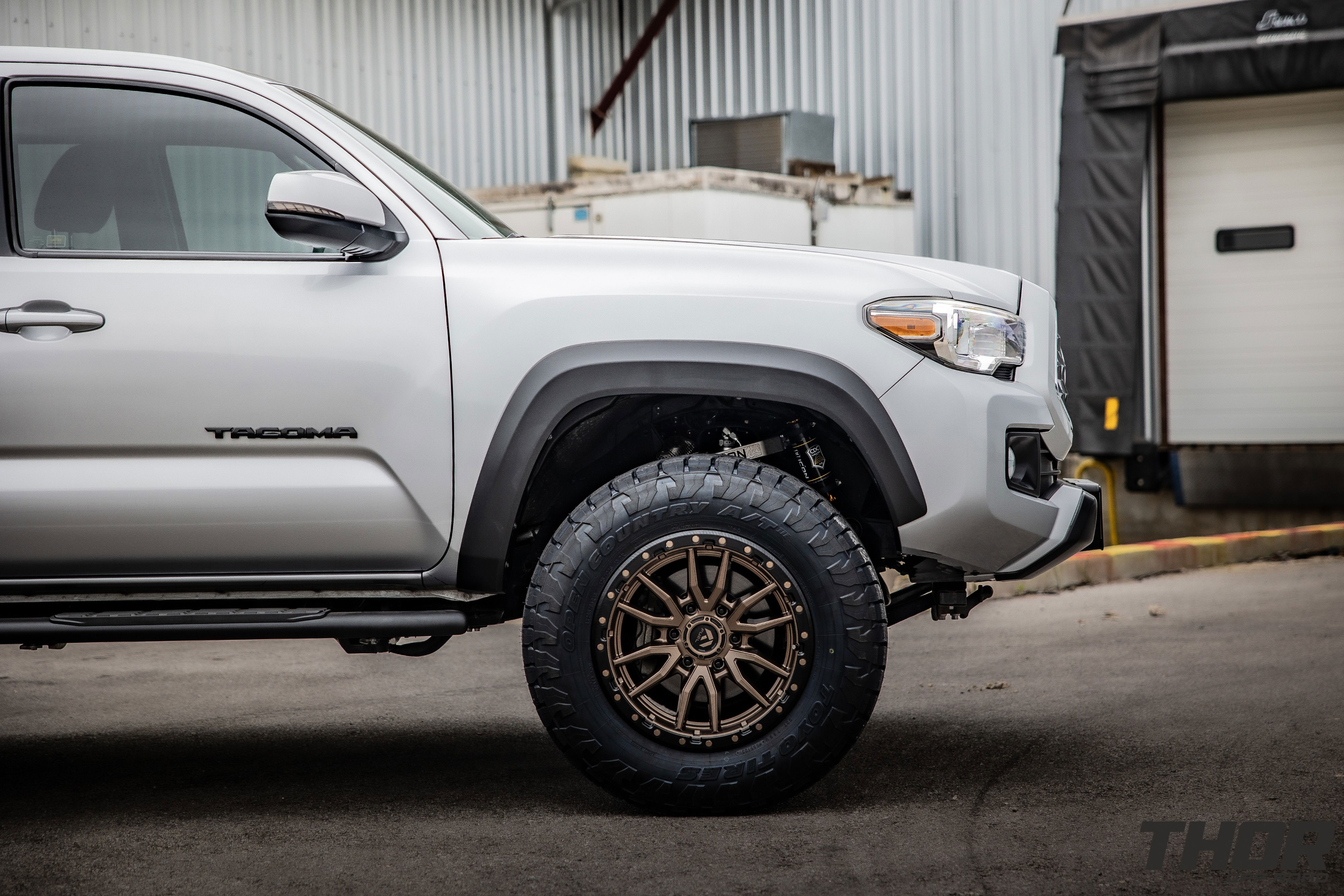 2019 Toyota Tacoma TRD in Silver with 3.5" Icon Dynamics Stage 6 Suspension Kit, Fuel Rebel 18x9" Matte Bronze Wheels, 285/65R18 Toyo Open Country A/T III Tires