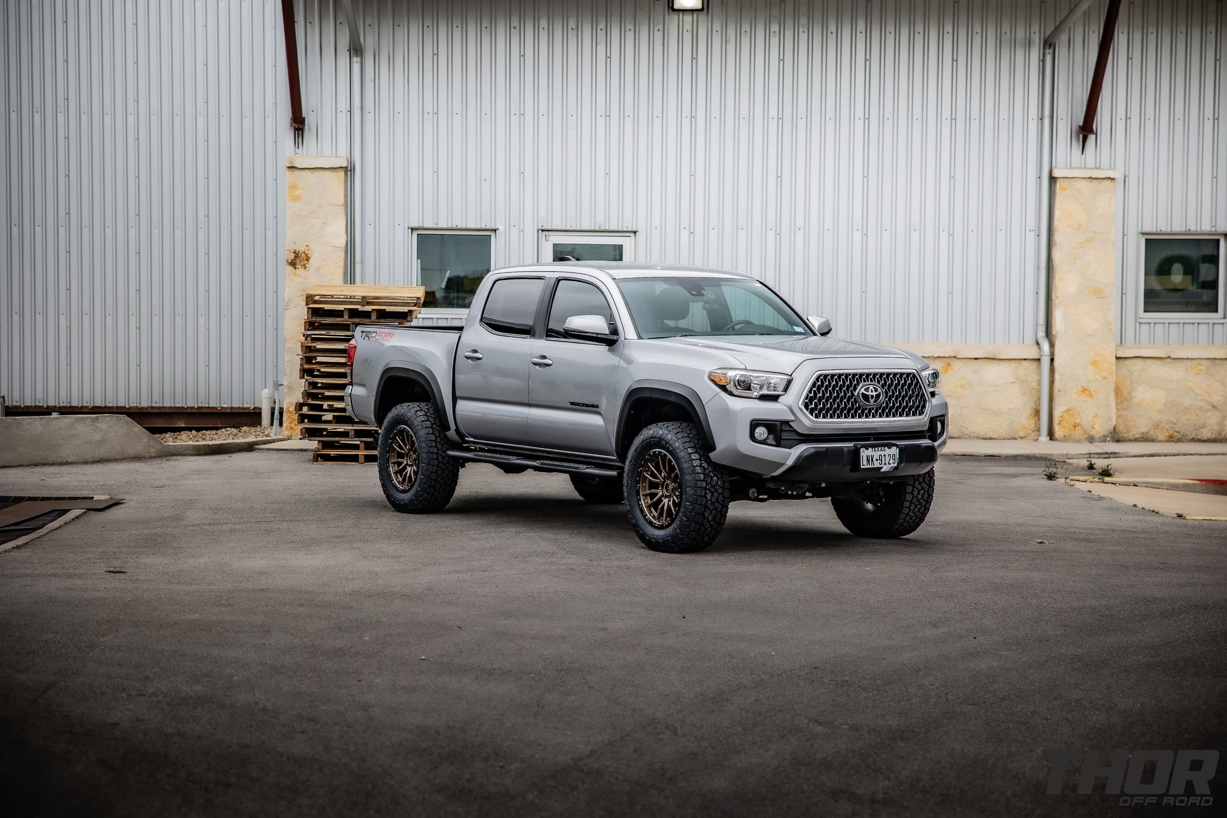 2019 Toyota Tacoma TRD in Silver with 3.5" Icon Dynamics Stage 6 Suspension Kit, Fuel Rebel 18x9" Matte Bronze Wheels, 285/65R18 Toyo Open Country A/T III Tires