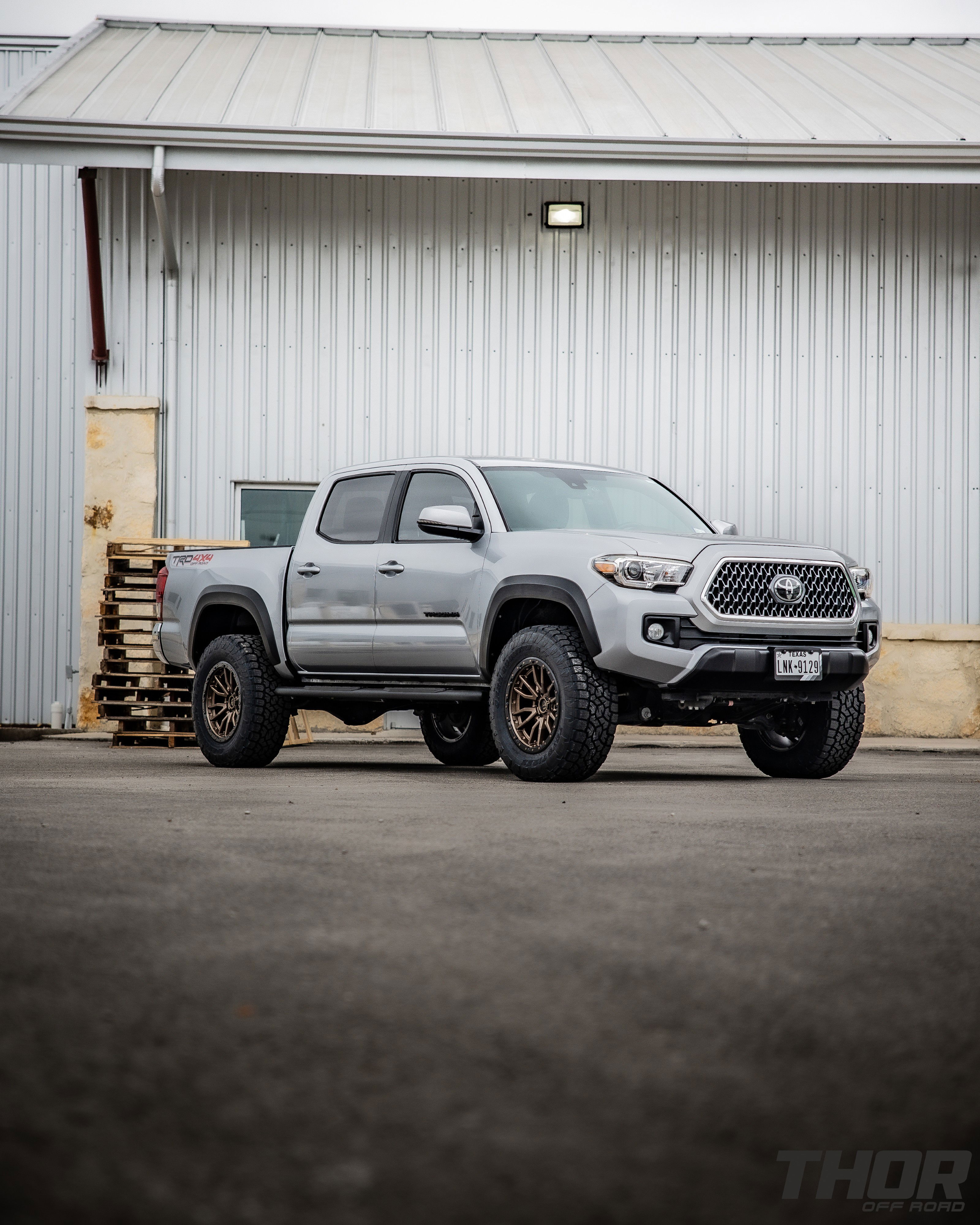 2019 Toyota Tacoma TRD in Silver with 3.5" Icon Dynamics Stage 6 Suspension Kit, Fuel Rebel 18x9" Matte Bronze Wheels, 285/65R18 Toyo Open Country A/T III Tires