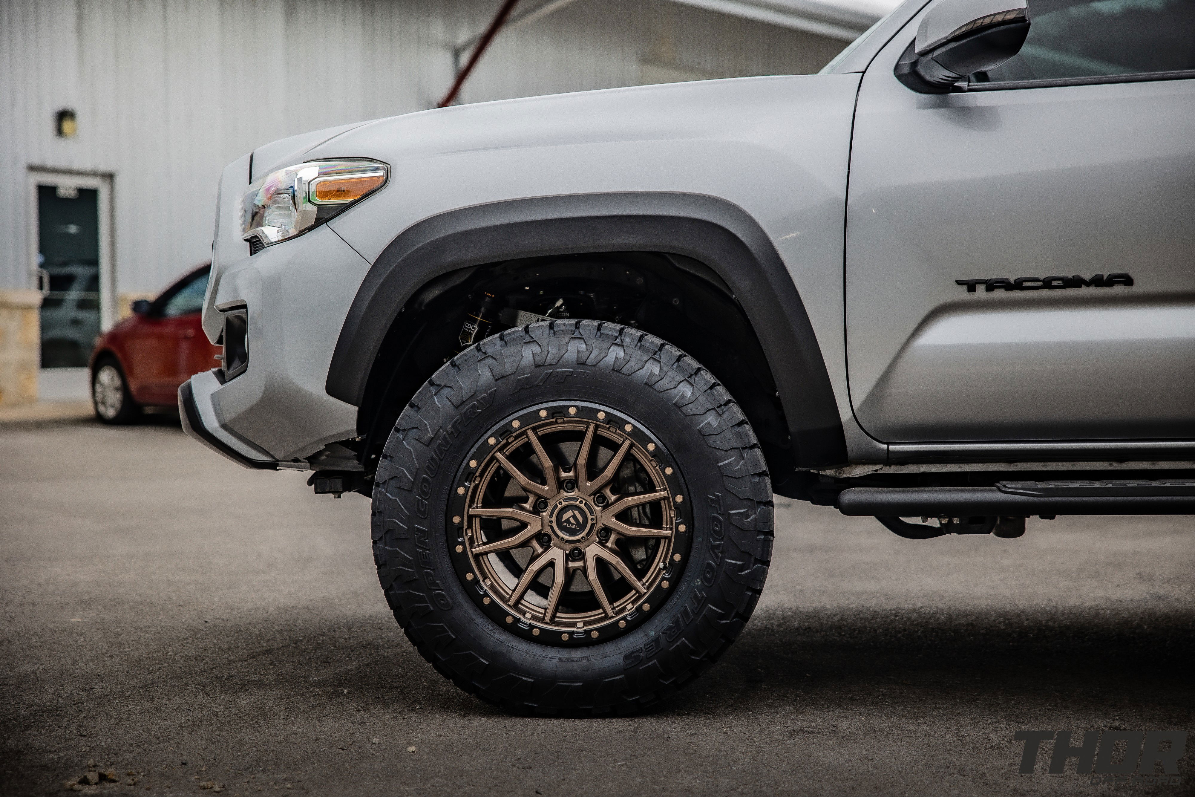 2019 Toyota Tacoma TRD in Silver with 3.5" Icon Dynamics Stage 6 Suspension Kit, Fuel Rebel 18x9" Matte Bronze Wheels, 285/65R18 Toyo Open Country A/T III Tires