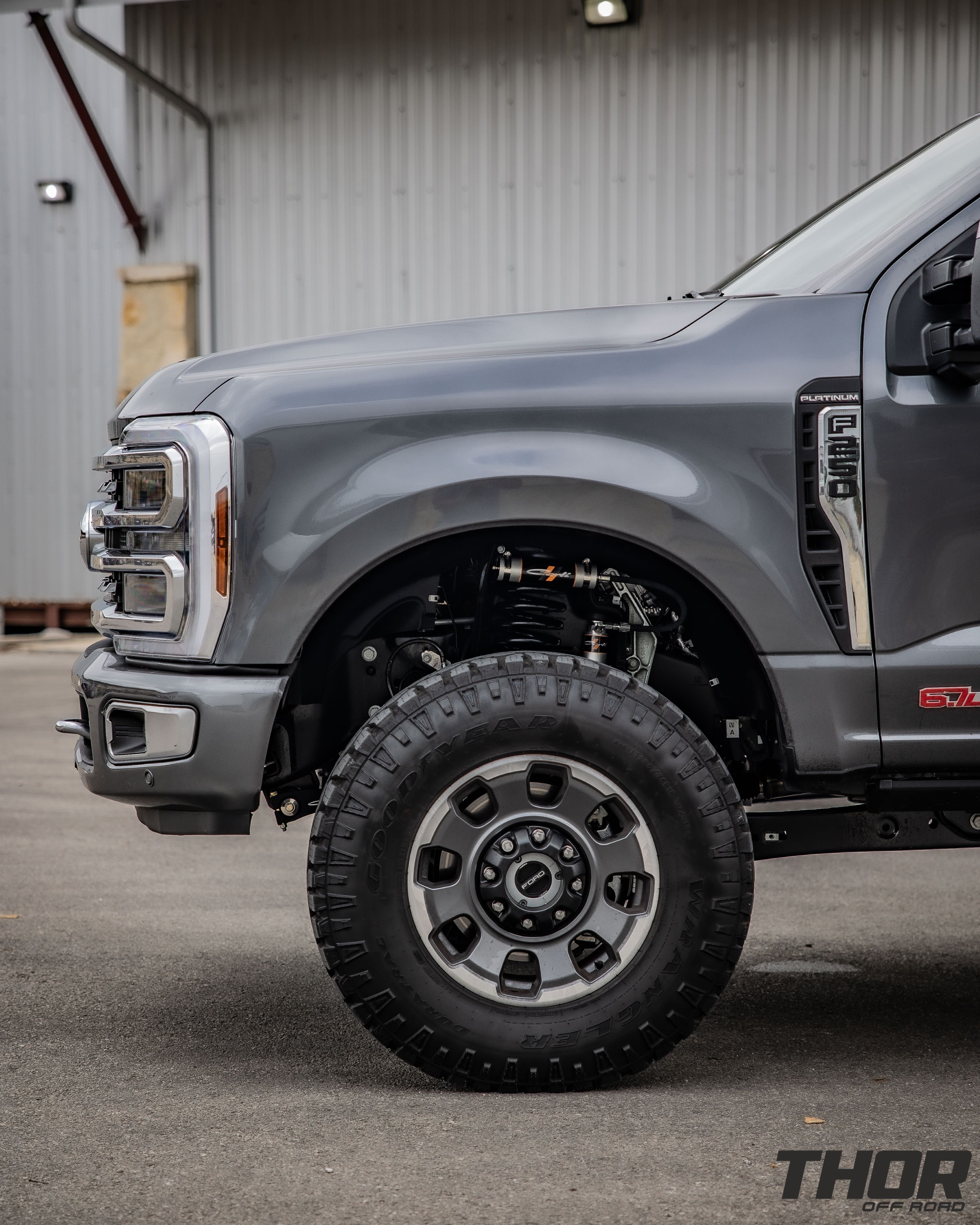 2024 Ford F-250 Super Duty Platinum in Gray with Carli Backcountry 3.5" Suspension Kit, Carli 3.5" Full Rear Spring Replacement, Carli Torsion Sway Bar 3.5"