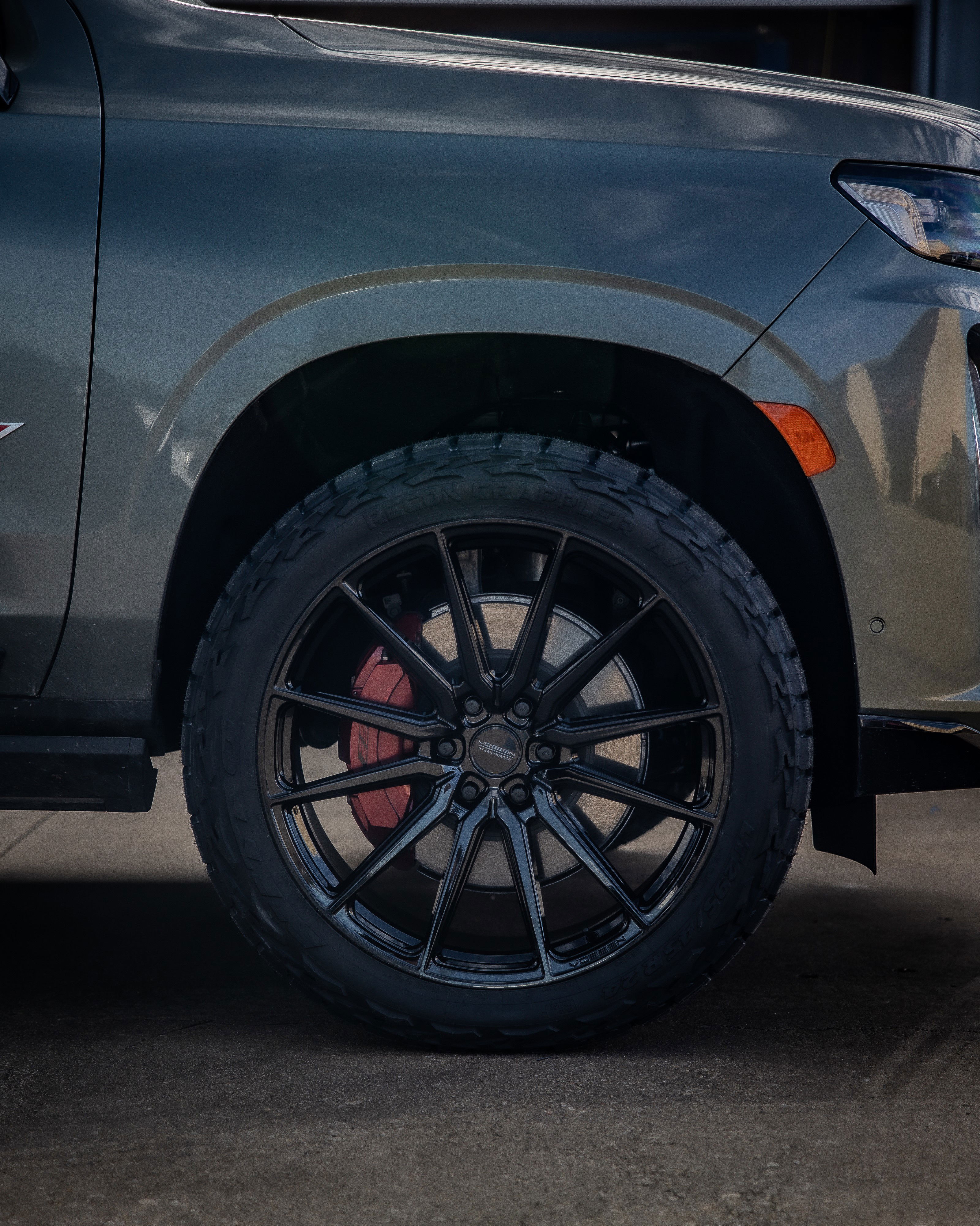 2023 Cadillac Escalade V in Grey with Vossen HF6-1 Wheels, 295/45R24 Nitto Recon Grappler Tires