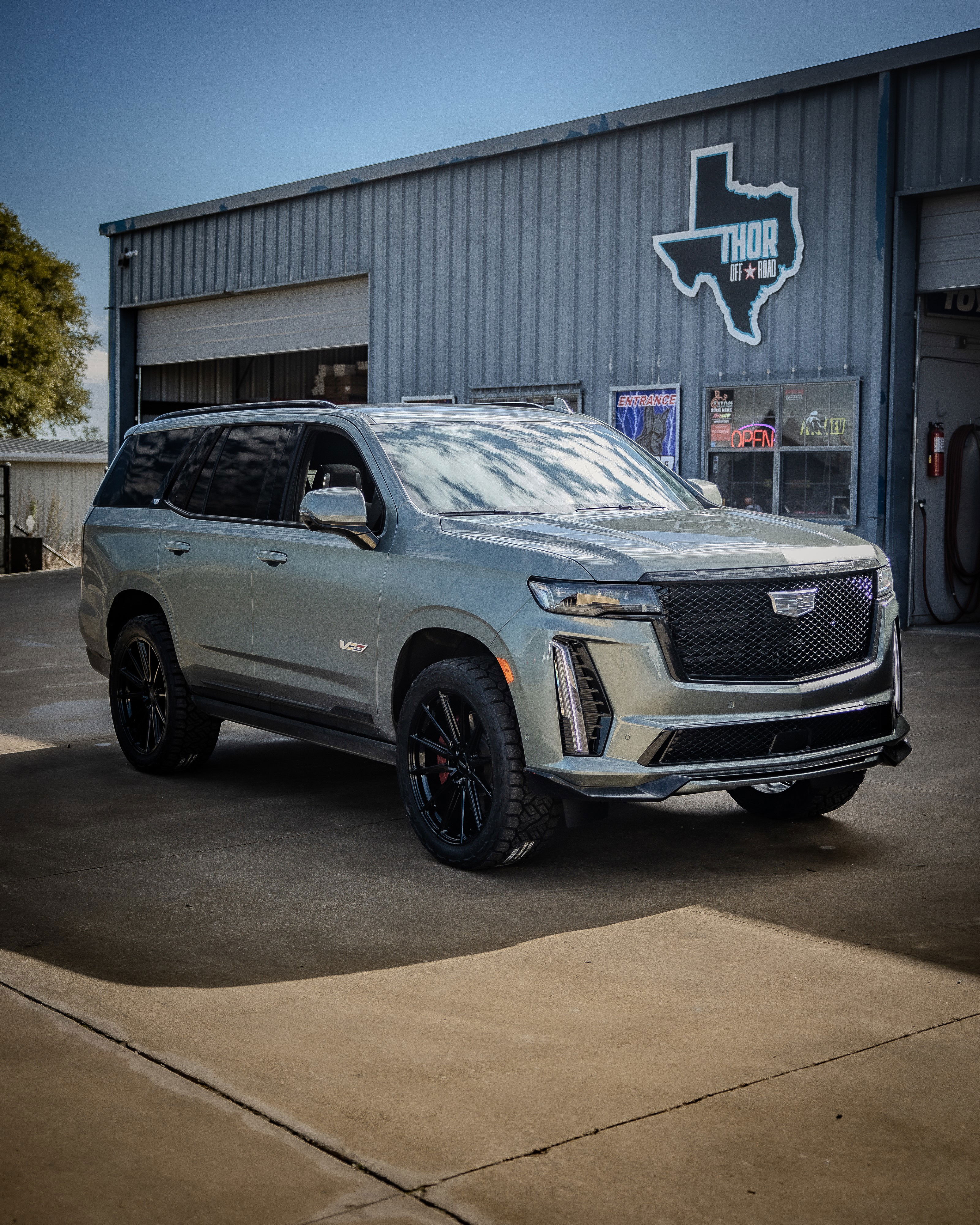 2023 Cadillac Escalade V in Grey with Vossen HF6-1 Wheels, 295/45R24 Nitto Recon Grappler Tires