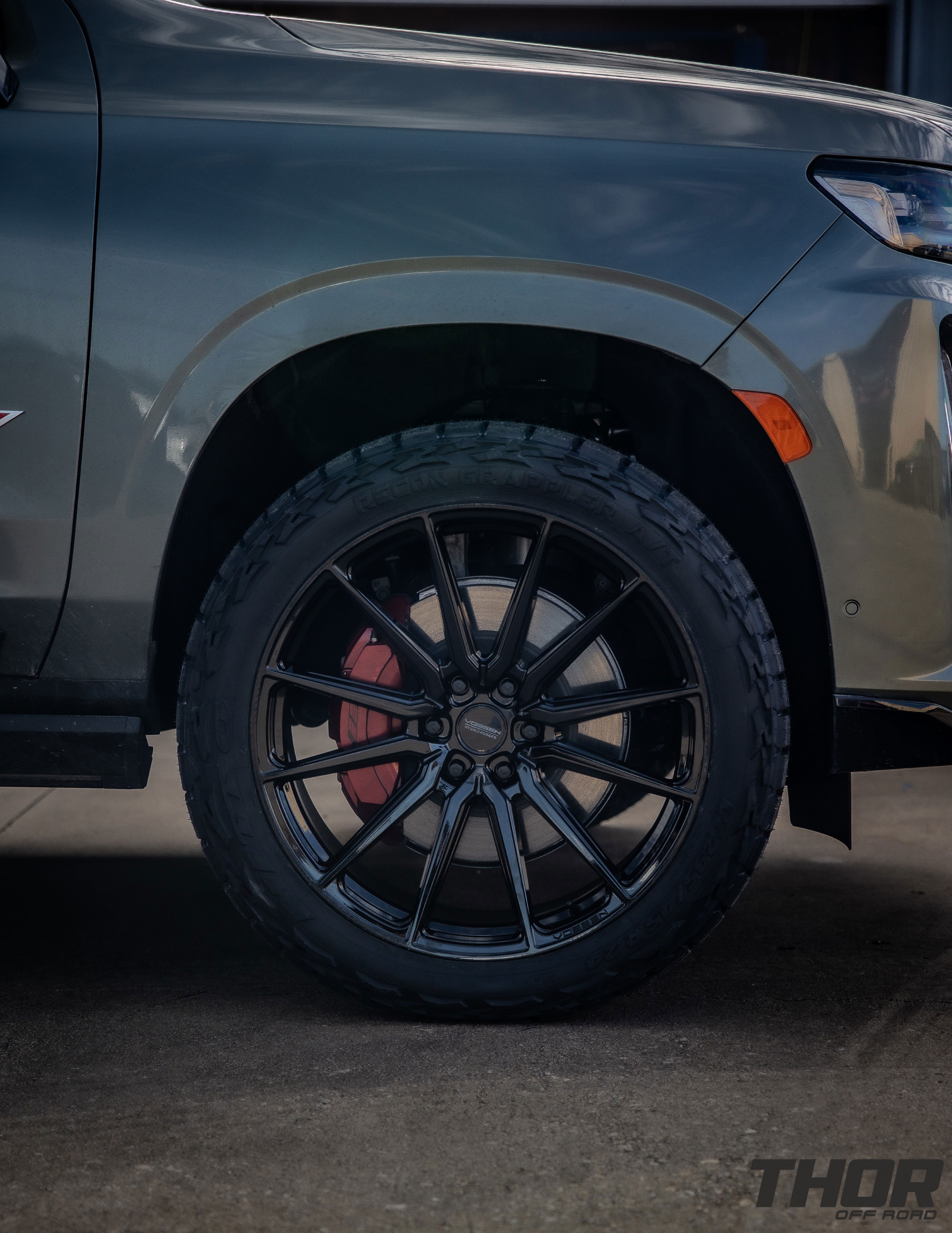 2023 Cadillac Escalade V in Grey with Vossen HF6-1 Wheels, 295/45R24 Nitto Recon Grappler Tires