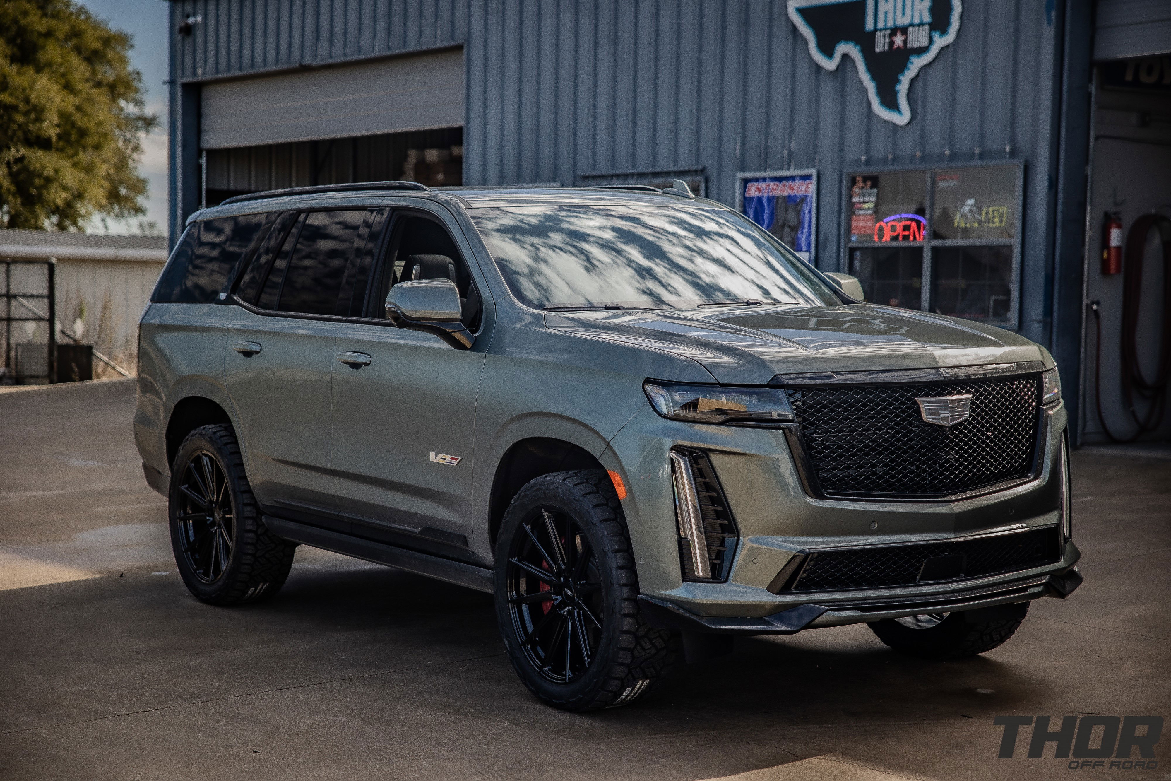 2023 Cadillac Escalade V in Grey with Vossen HF6-1 Wheels, 295/45R24 Nitto Recon Grappler Tires