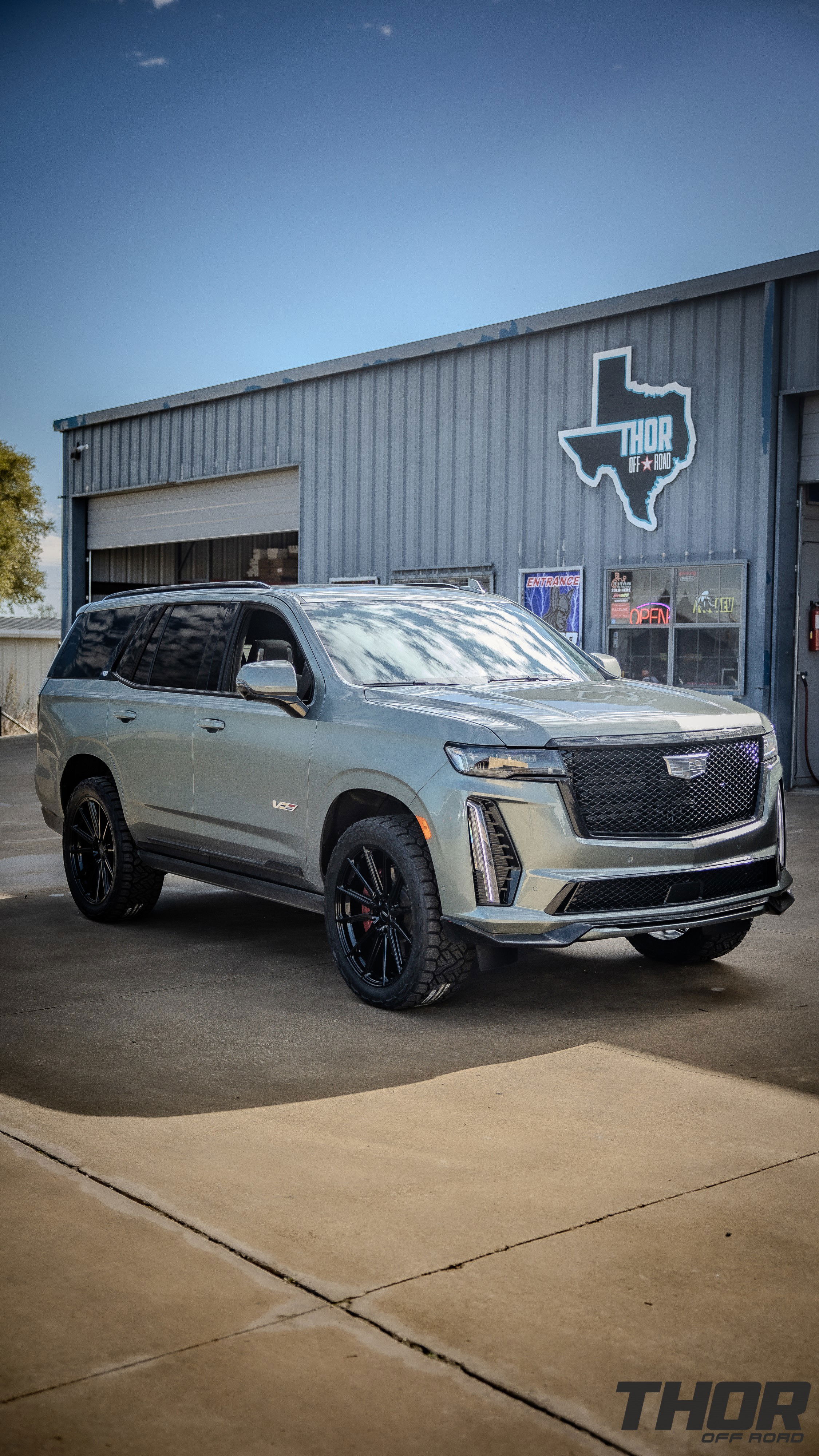 2023 Cadillac Escalade V in Grey with Vossen HF6-1 Wheels, 295/45R24 Nitto Recon Grappler Tires