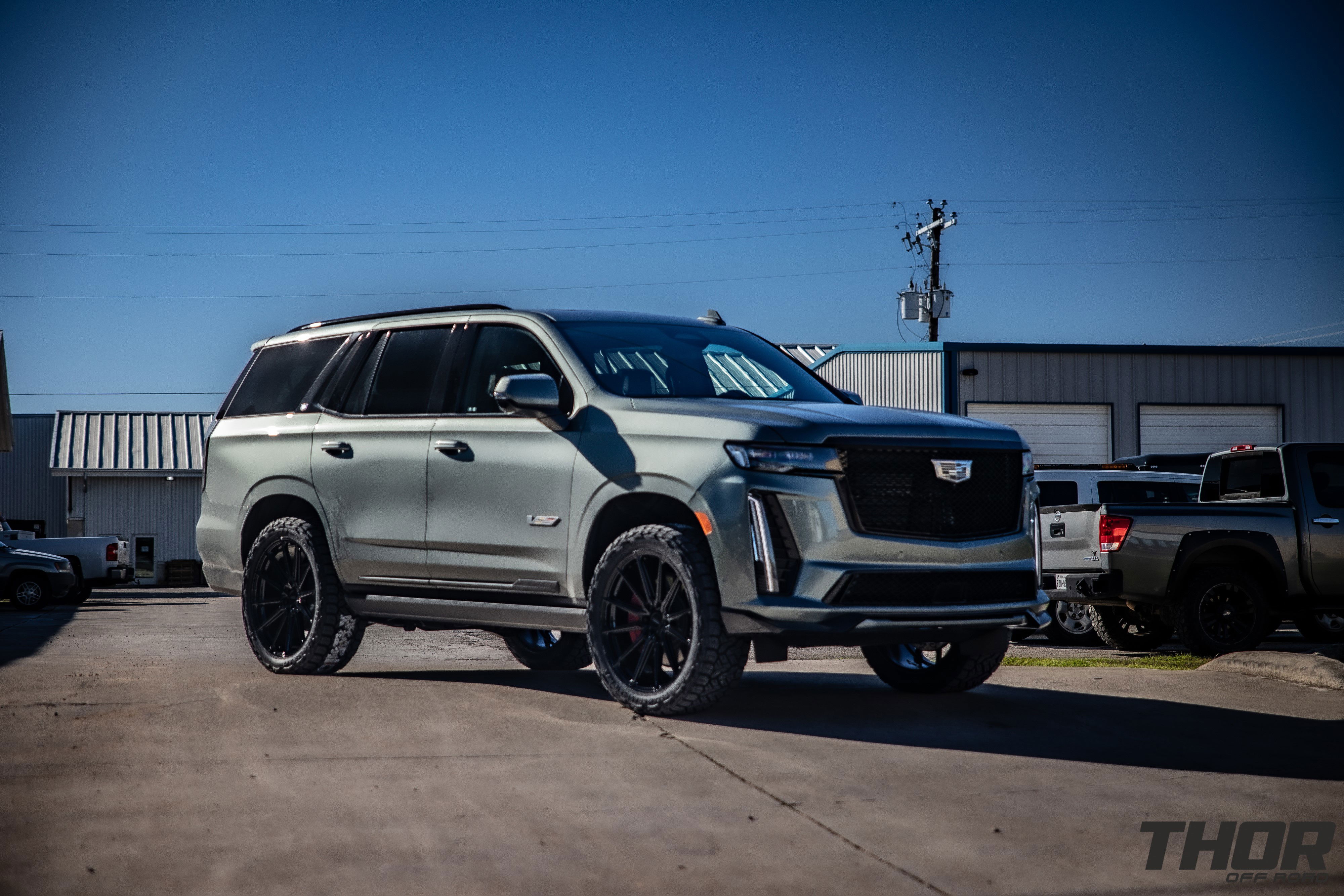 2023 Cadillac Escalade V in Grey with Vossen HF6-1 Wheels, 295/45R24 Nitto Recon Grappler Tires