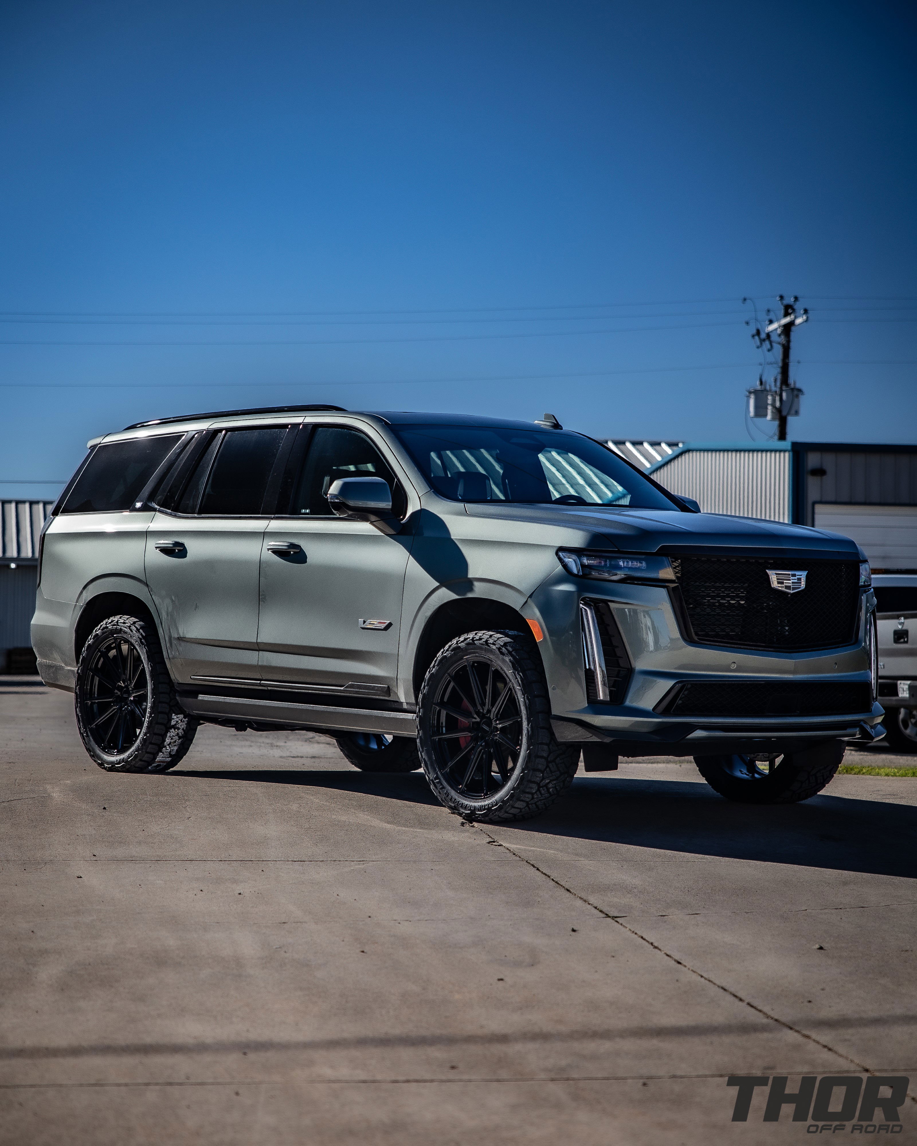 2023 Cadillac Escalade V in Grey with Vossen HF6-1 Wheels, 295/45R24 Nitto Recon Grappler Tires