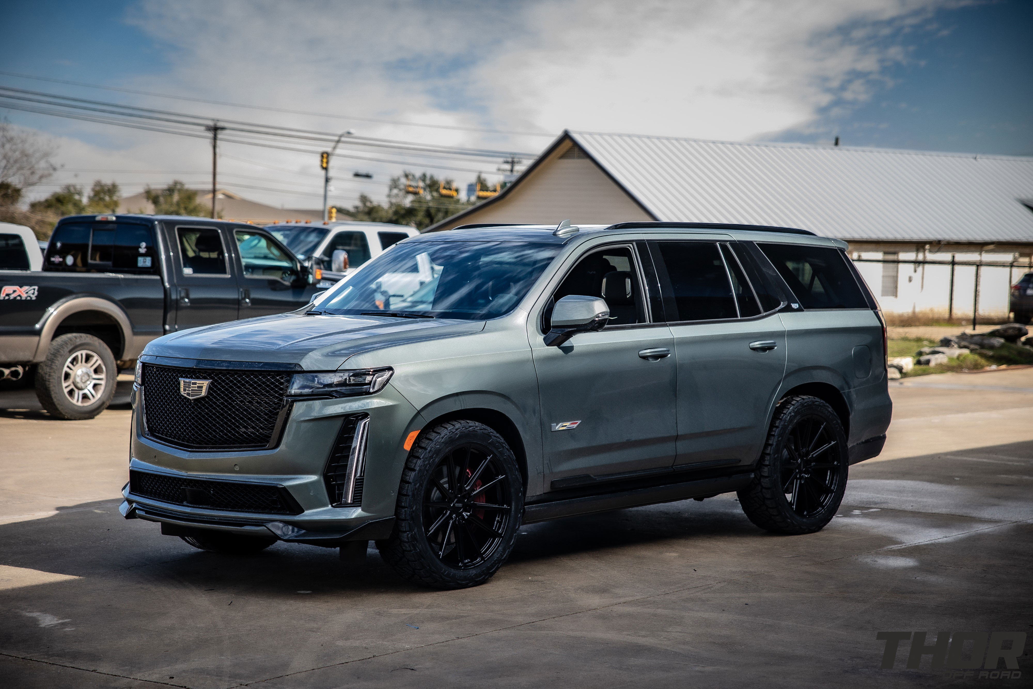 2023 Cadillac Escalade V in Grey with Vossen HF6-1 Wheels, 295/45R24 Nitto Recon Grappler Tires