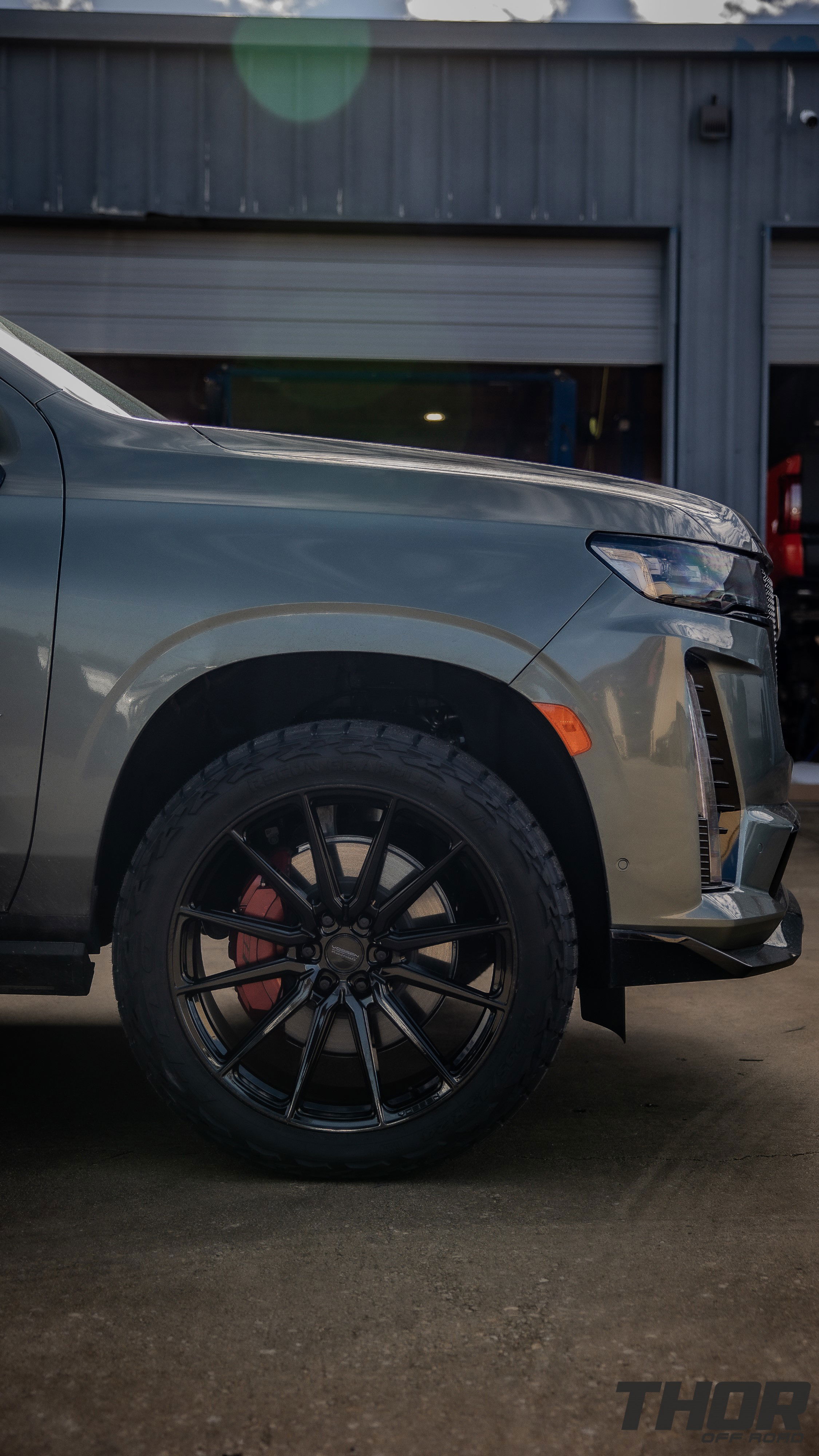 2023 Cadillac Escalade V in Grey with Vossen HF6-1 Wheels, 295/45R24 Nitto Recon Grappler Tires