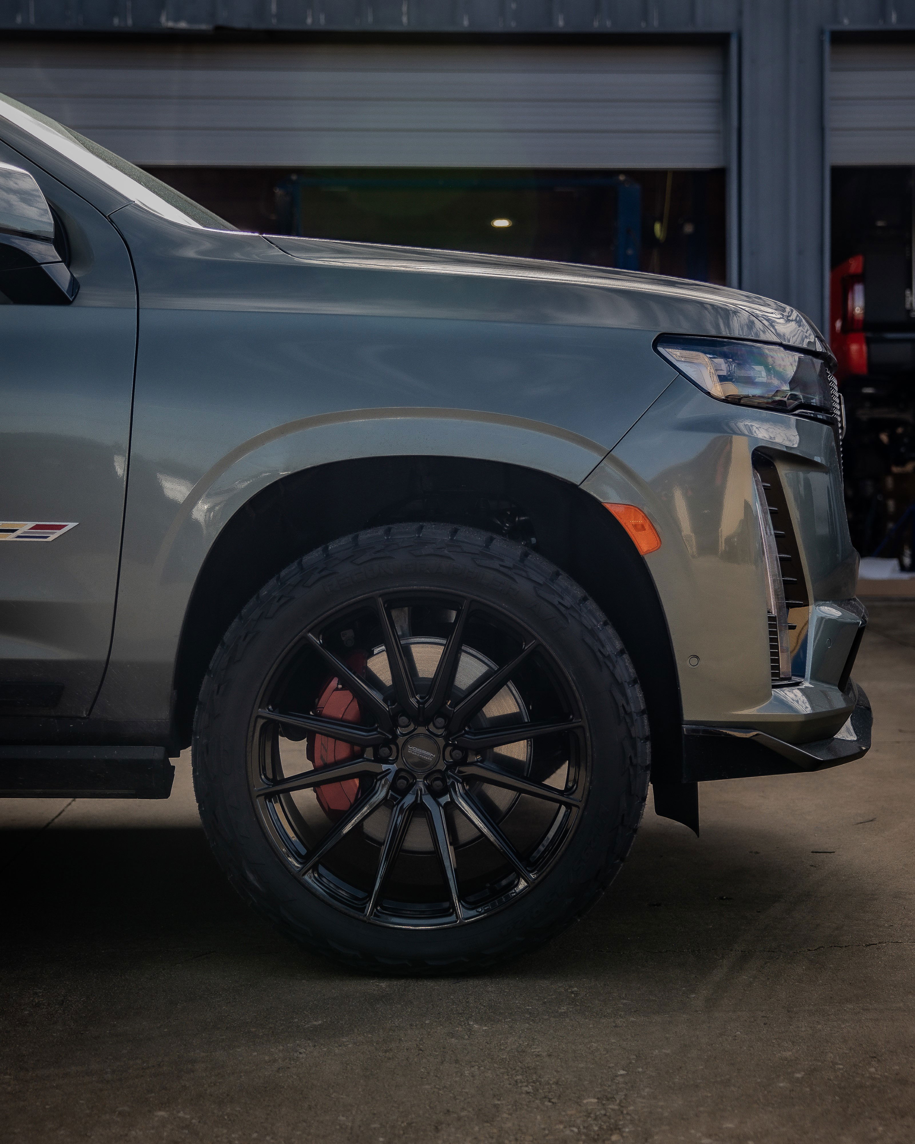 2023 Cadillac Escalade V in Grey with Vossen HF6-1 Wheels, 295/45R24 Nitto Recon Grappler Tires