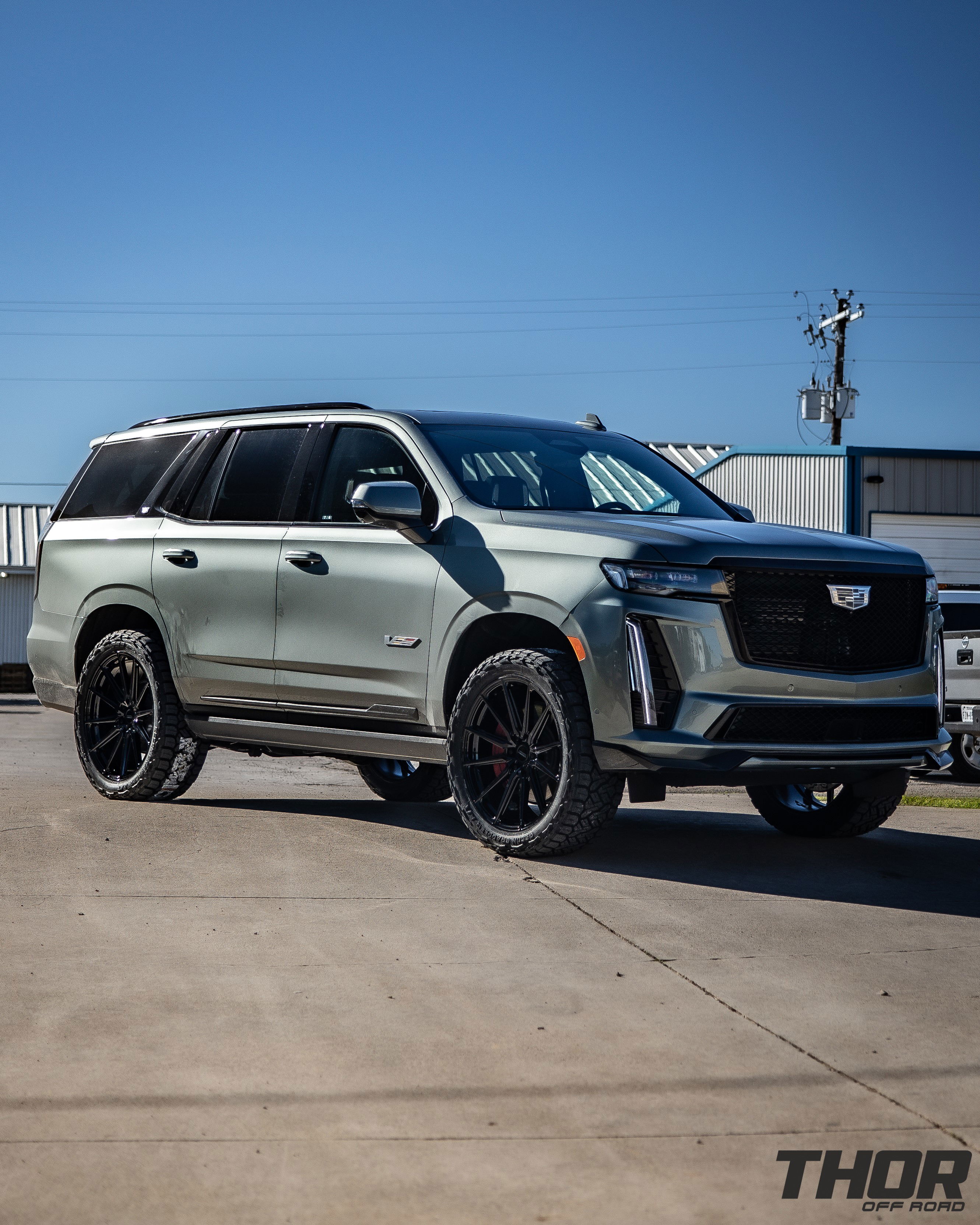 2023 Cadillac Escalade V in Grey with Vossen HF6-1 Wheels, 295/45R24 Nitto Recon Grappler Tires